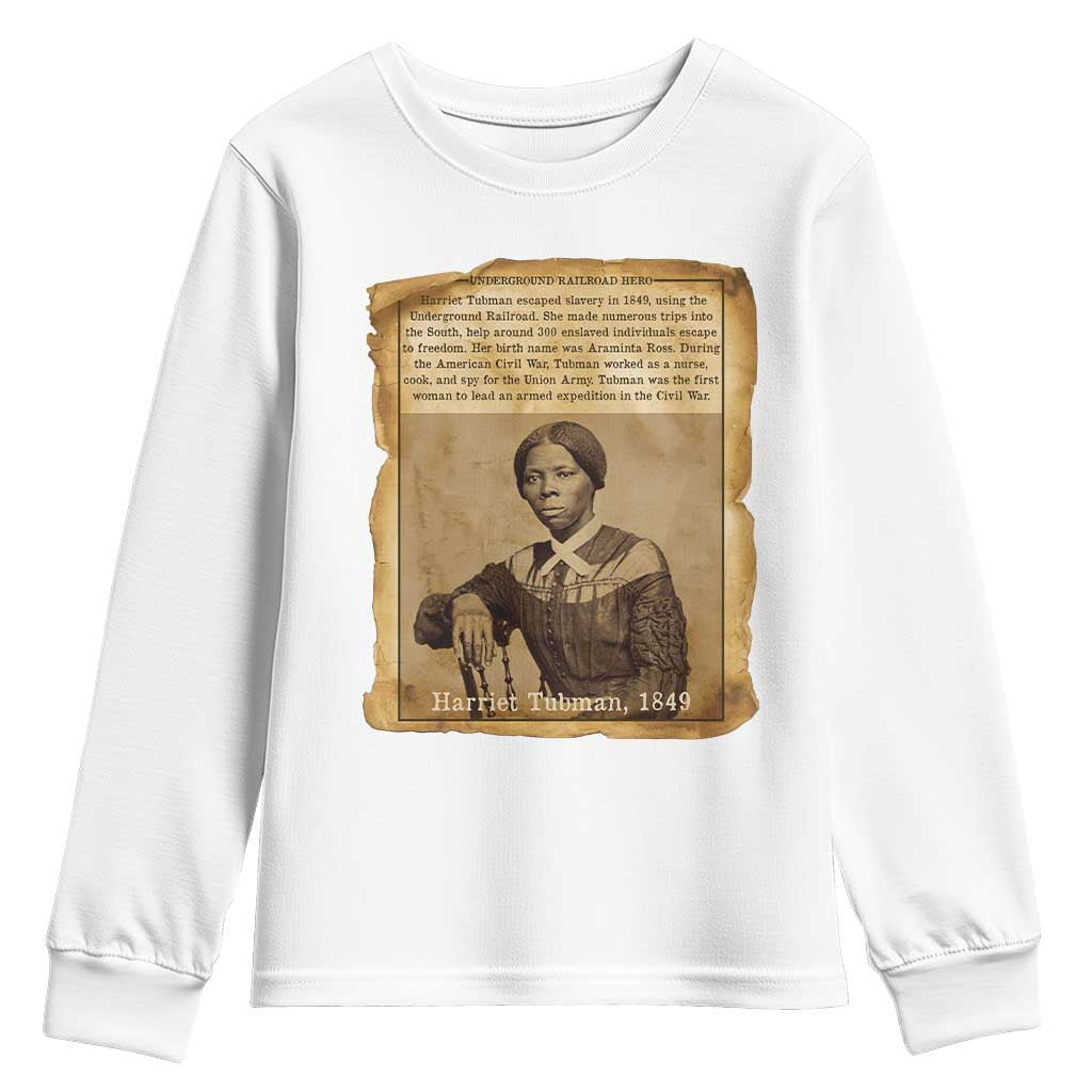 Harriet Tubman Tribute Youth Sweatshirt Civil Rights Leader Black History Gift TS12 White Print Your Wear