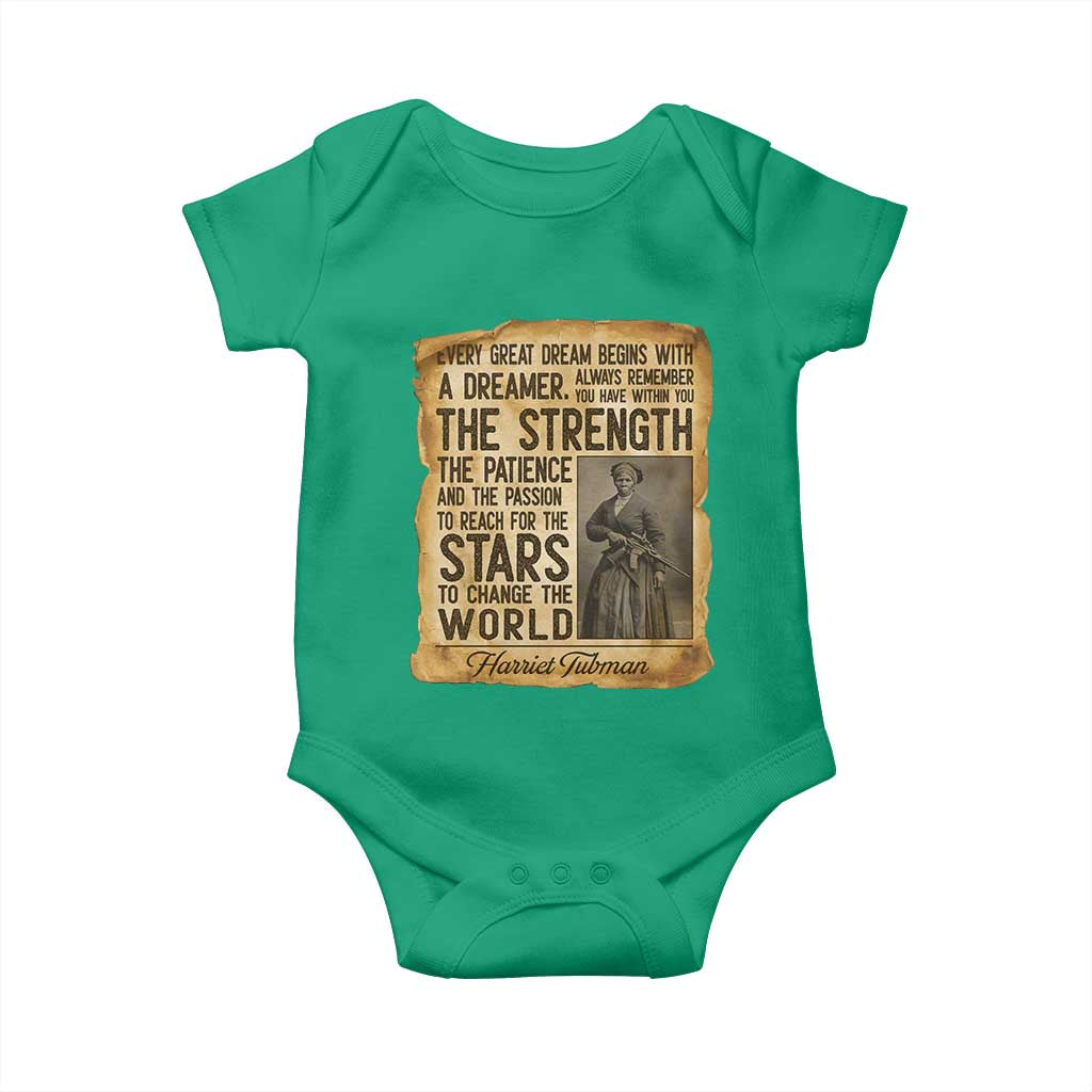 Harriet Tubman Quote Baby Onesie Strength Patience Passion To Change The World TS12 Irish Green Print Your Wear