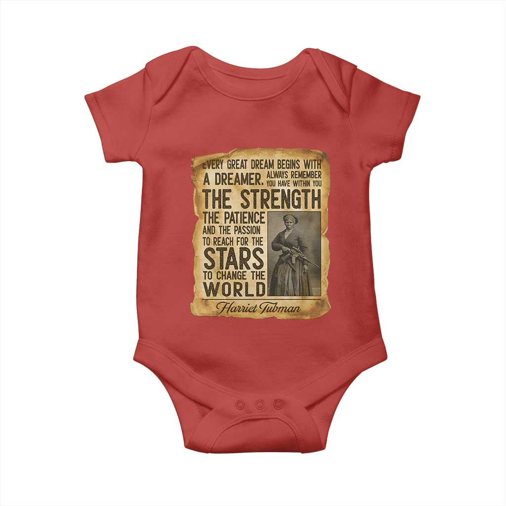Harriet Tubman Quote Baby Onesie Strength Patience Passion To Change The World TS12 Red Print Your Wear