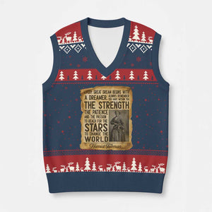 Harriet Tubman Quote V-Neck Knit Sweater Vest Strength Patience Passion To Change The World TS12 Navy Red Print Your Wear