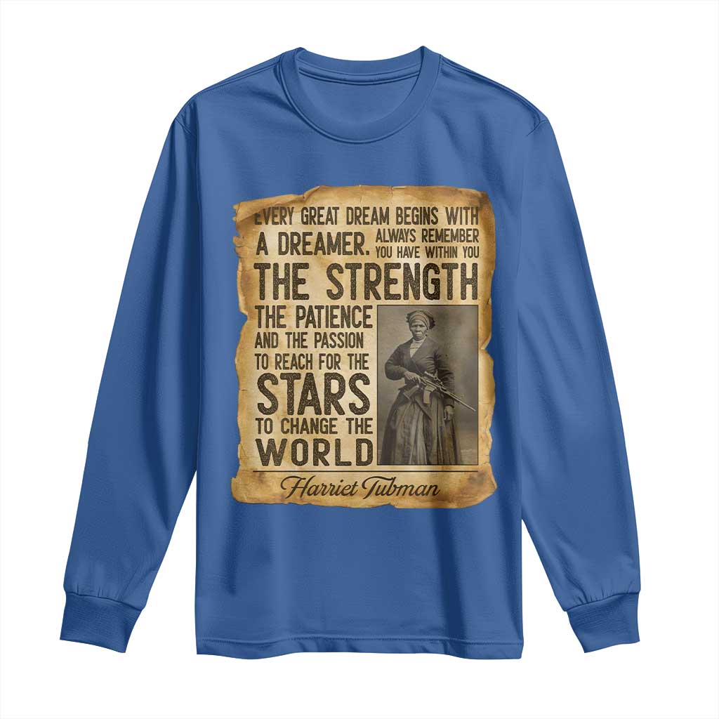 Harriet Tubman Quote Long Sleeve Shirt Strength Patience Passion To Change The World TS12 Royal Blue Print Your Wear