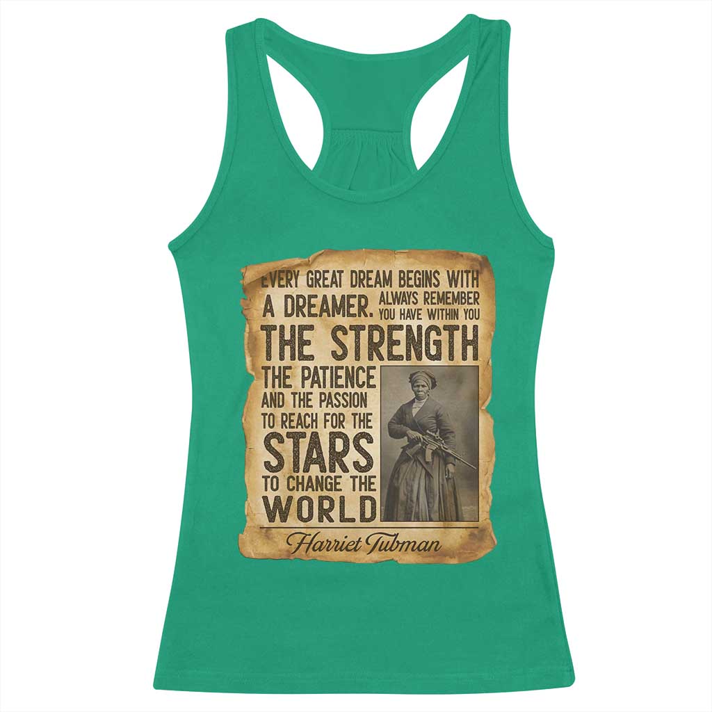 Harriet Tubman Quote Racerback Tank Top Strength Patience Passion To Change The World TS12 Irish Green Print Your Wear