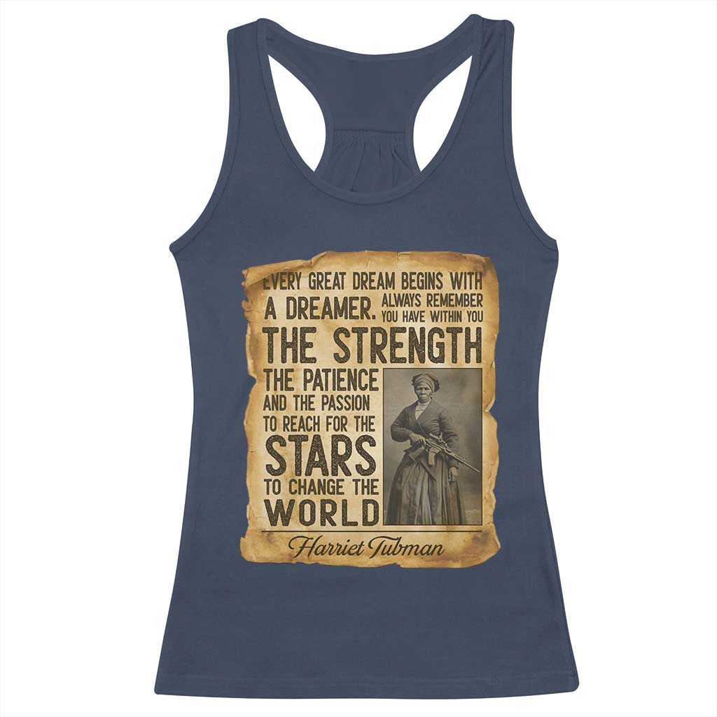 Harriet Tubman Quote Racerback Tank Top Strength Patience Passion To Change The World TS12 Navy Print Your Wear