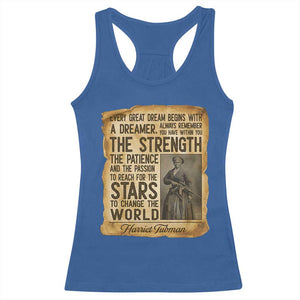Harriet Tubman Quote Racerback Tank Top Strength Patience Passion To Change The World TS12 Royal Blue Print Your Wear