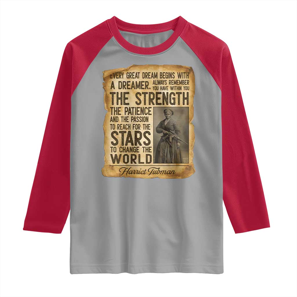 Harriet Tubman Quote Raglan Shirt Strength Patience Passion To Change The World TS12 Sport Gray Red Print Your Wear