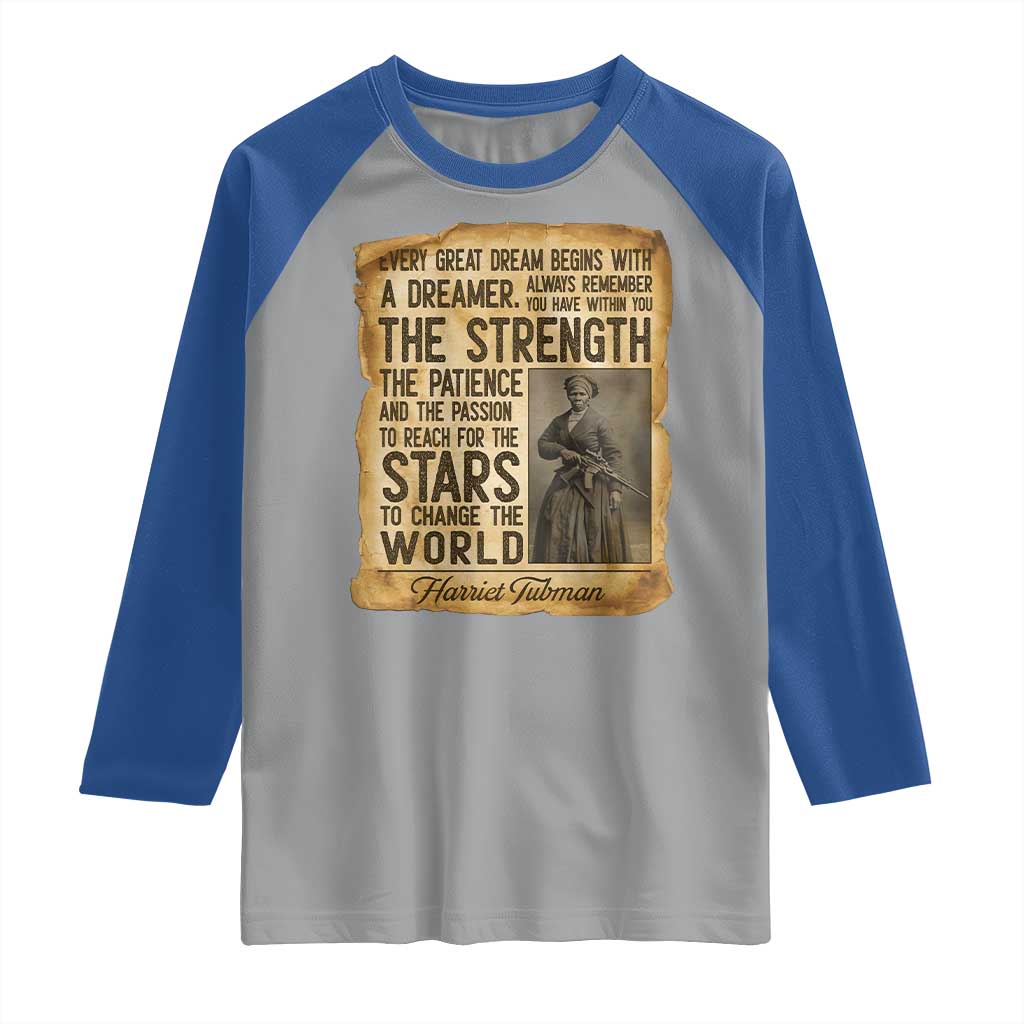Harriet Tubman Quote Raglan Shirt Strength Patience Passion To Change The World TS12 Sport Gray Royal Print Your Wear