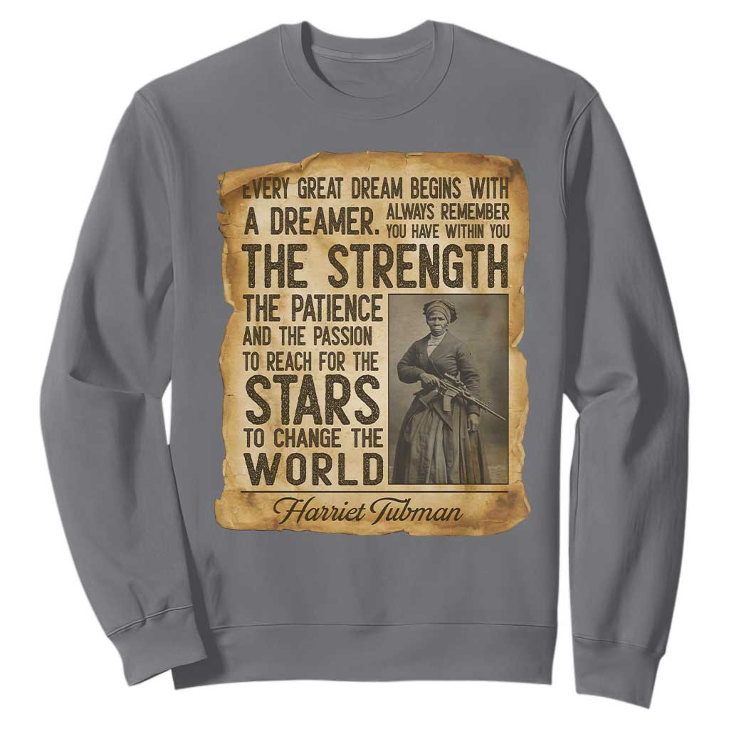 Harriet Tubman Quote Sweatshirt Strength Patience Passion To Change The World TS12 Charcoal Print Your Wear
