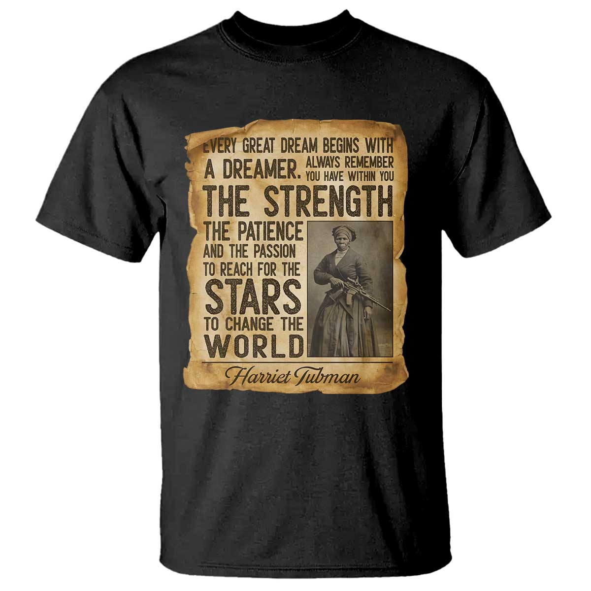 Harriet Tubman Quote T Shirt Strength Patience Passion To Change The World TS12 Black Print Your Wear