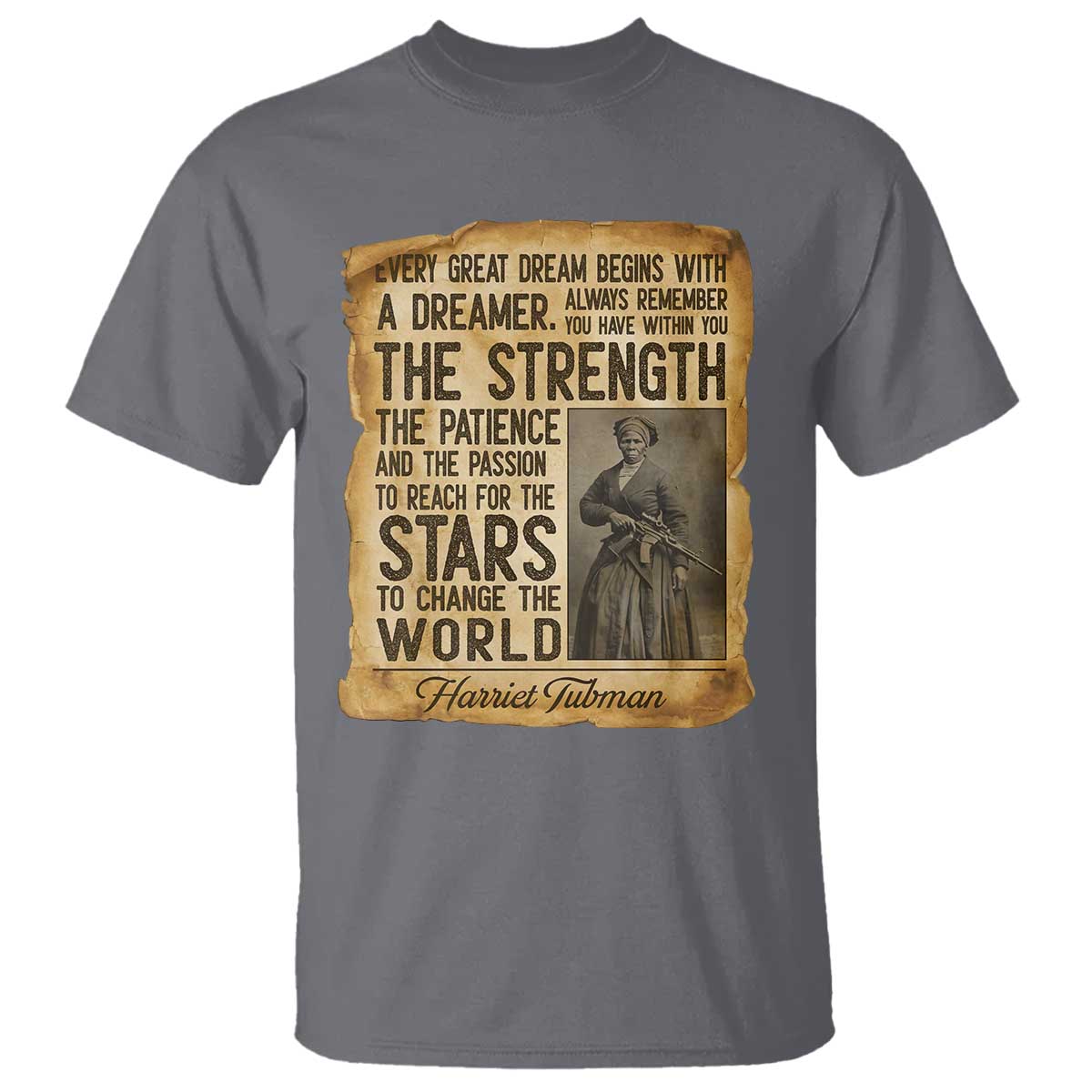 Harriet Tubman Quote T Shirt Strength Patience Passion To Change The World TS12 Charcoal Print Your Wear