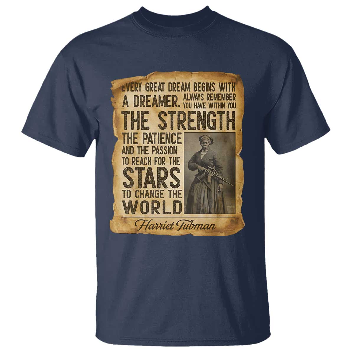 Harriet Tubman Quote T Shirt Strength Patience Passion To Change The World TS12 Navy Print Your Wear