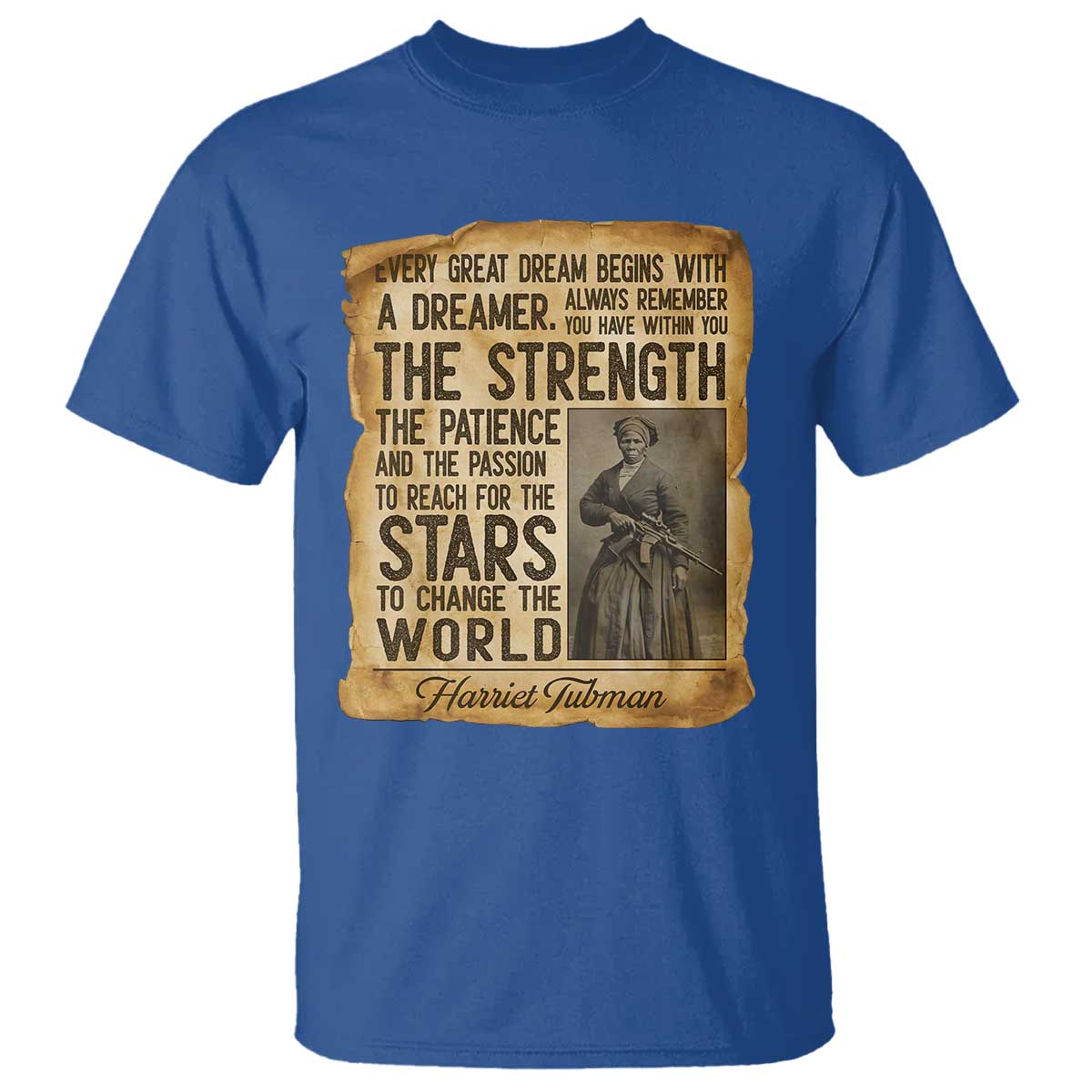 Harriet Tubman Quote T Shirt Strength Patience Passion To Change The World TS12 Royal Blue Print Your Wear