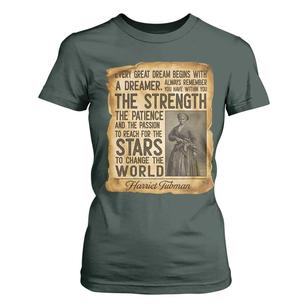 Harriet Tubman Quote T Shirt For Women Strength Patience Passion To Change The World TS12 Dark Forest Green Print Your Wear
