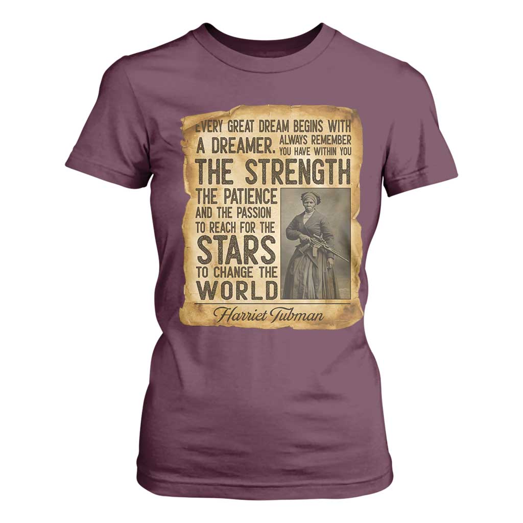 Harriet Tubman Quote T Shirt For Women Strength Patience Passion To Change The World TS12 Maroon Print Your Wear