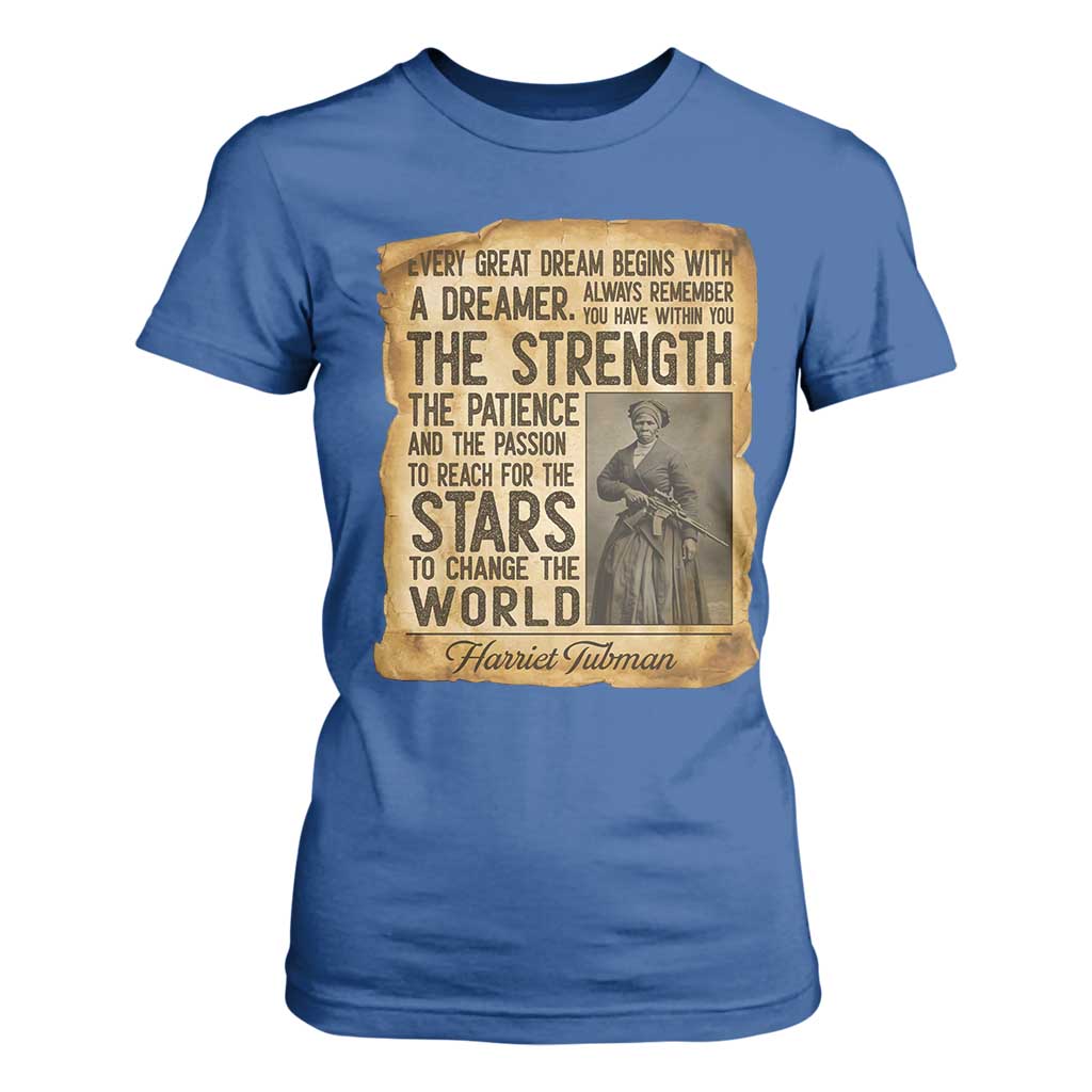 Harriet Tubman Quote T Shirt For Women Strength Patience Passion To Change The World TS12 Royal Blue Print Your Wear