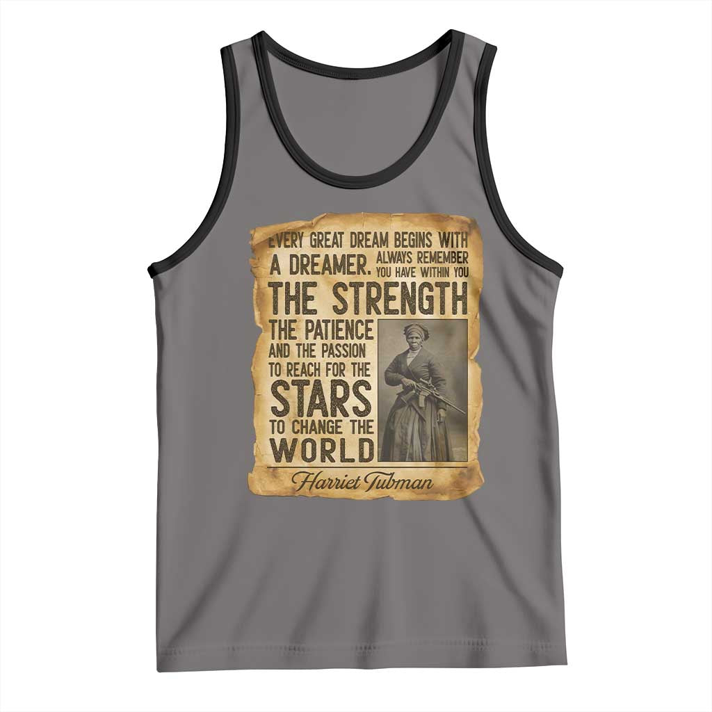 Harriet Tubman Quote Tank Top Strength Patience Passion To Change The World TS12 Deep Heather Black Print Your Wear