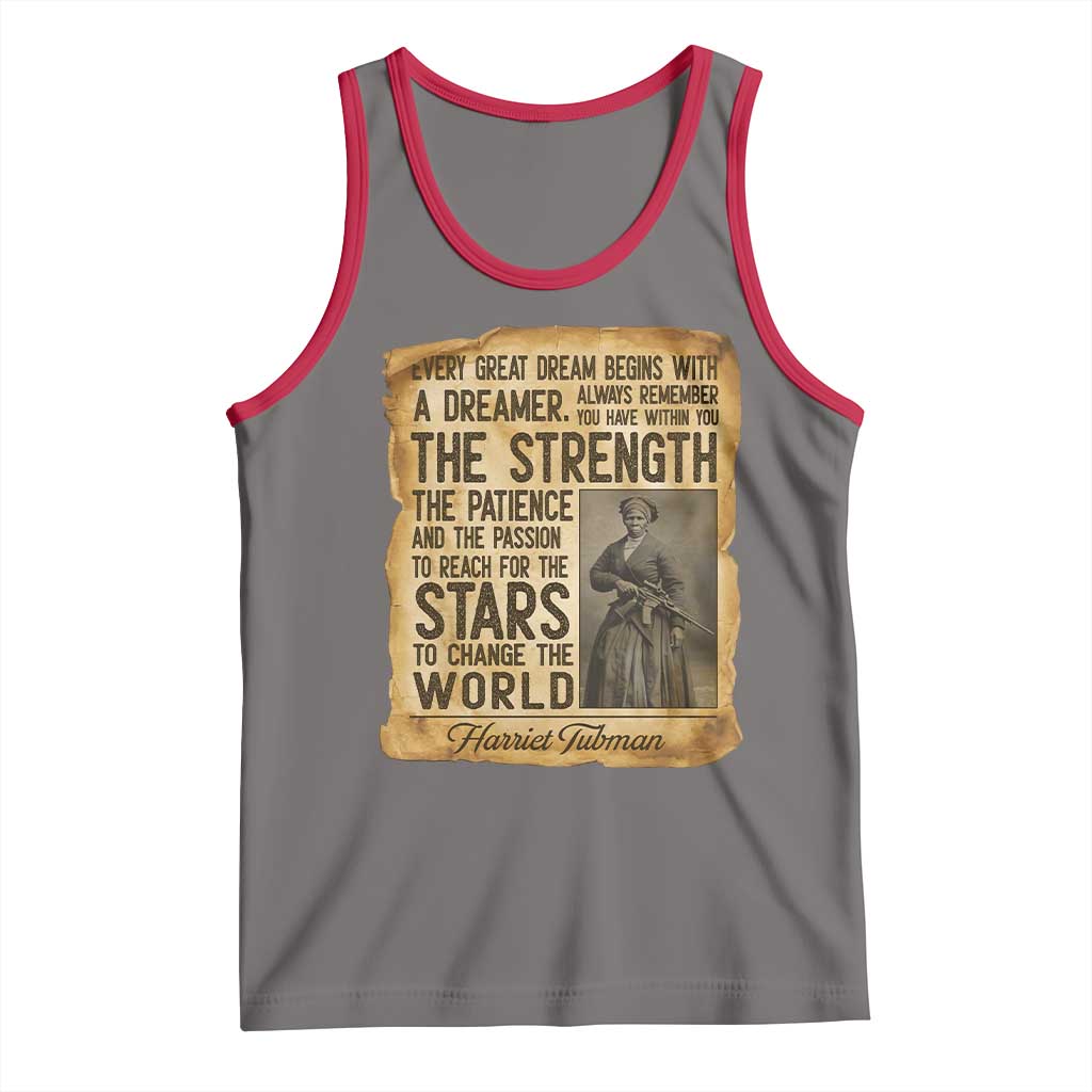Harriet Tubman Quote Tank Top Strength Patience Passion To Change The World TS12 Deep Heather Red Print Your Wear