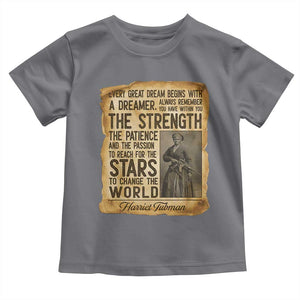 Harriet Tubman Quote Toddler T Shirt Strength Patience Passion To Change The World TS12 Charcoal Print Your Wear