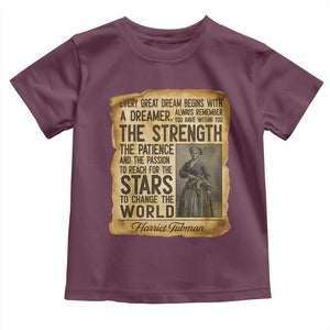 Harriet Tubman Quote Toddler T Shirt Strength Patience Passion To Change The World TS12 Maroon Print Your Wear
