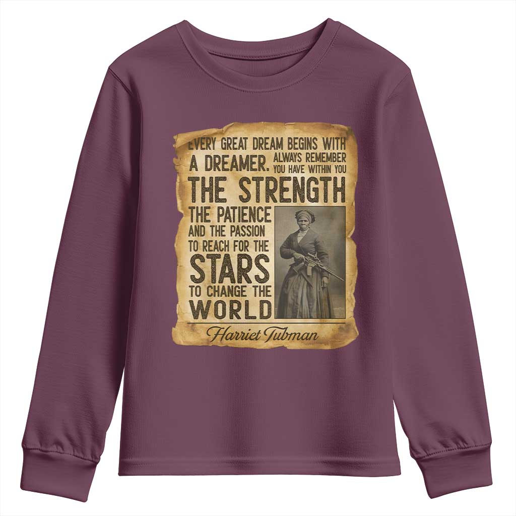 Harriet Tubman Quote Youth Sweatshirt Strength Patience Passion To Change The World TS12 Maroon Print Your Wear