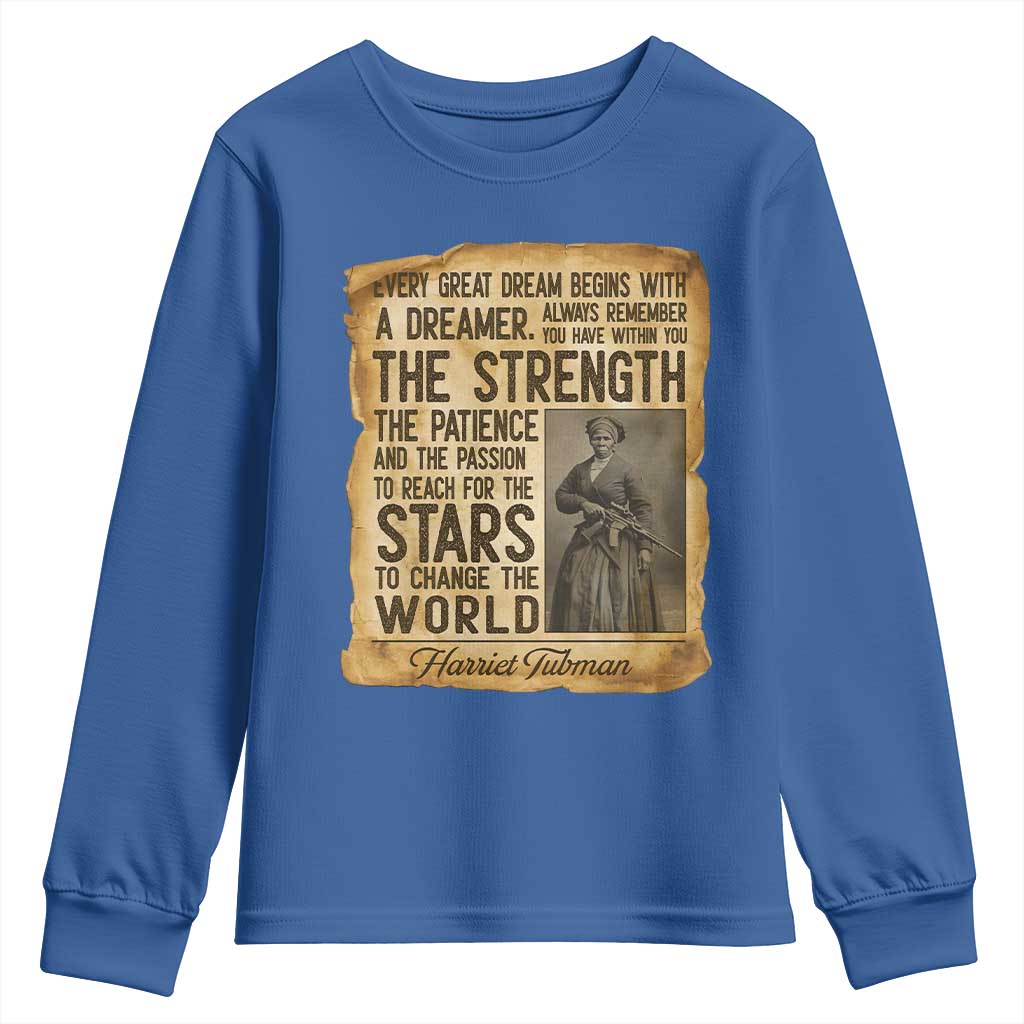 Harriet Tubman Quote Youth Sweatshirt Strength Patience Passion To Change The World TS12 Royal Blue Print Your Wear