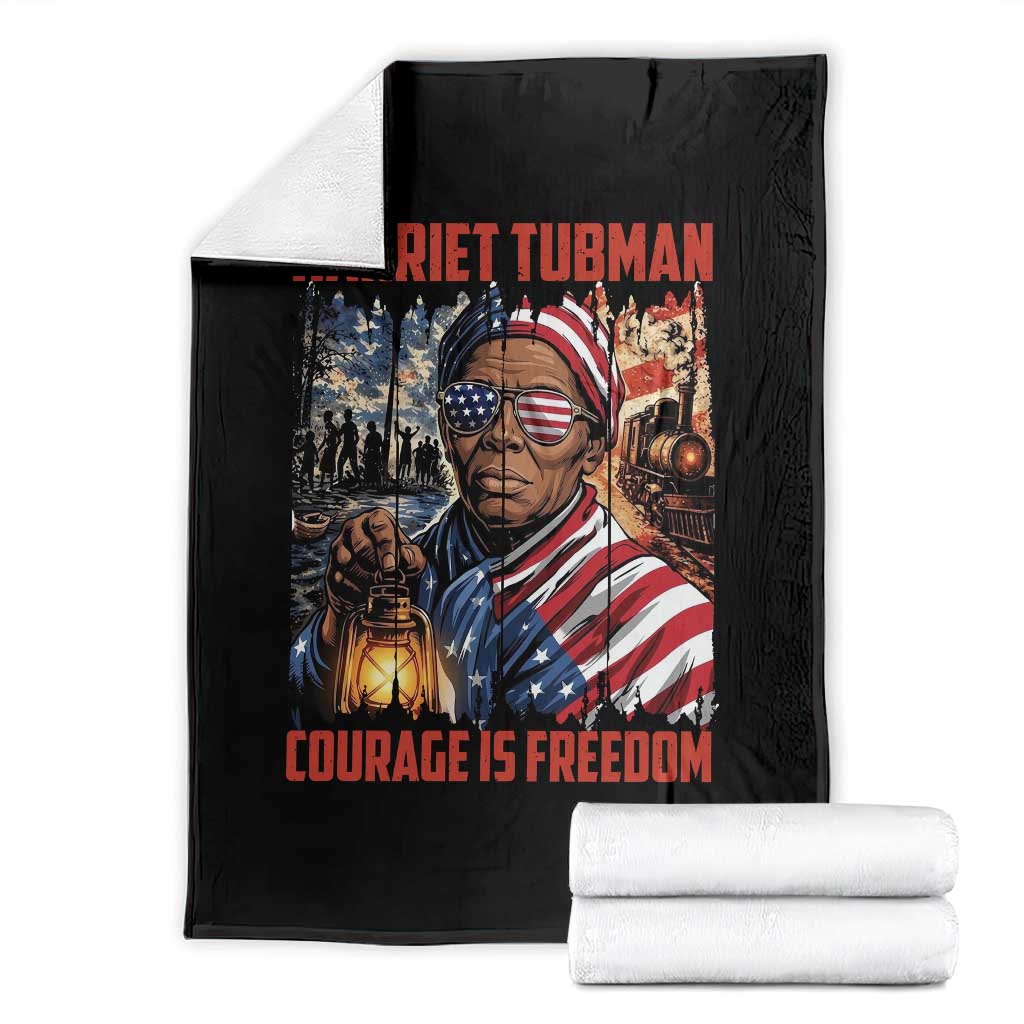 Harriet Tubman Courage Is Freedom Throw Blanket Black History Gift TS12 Black Print Your Wear