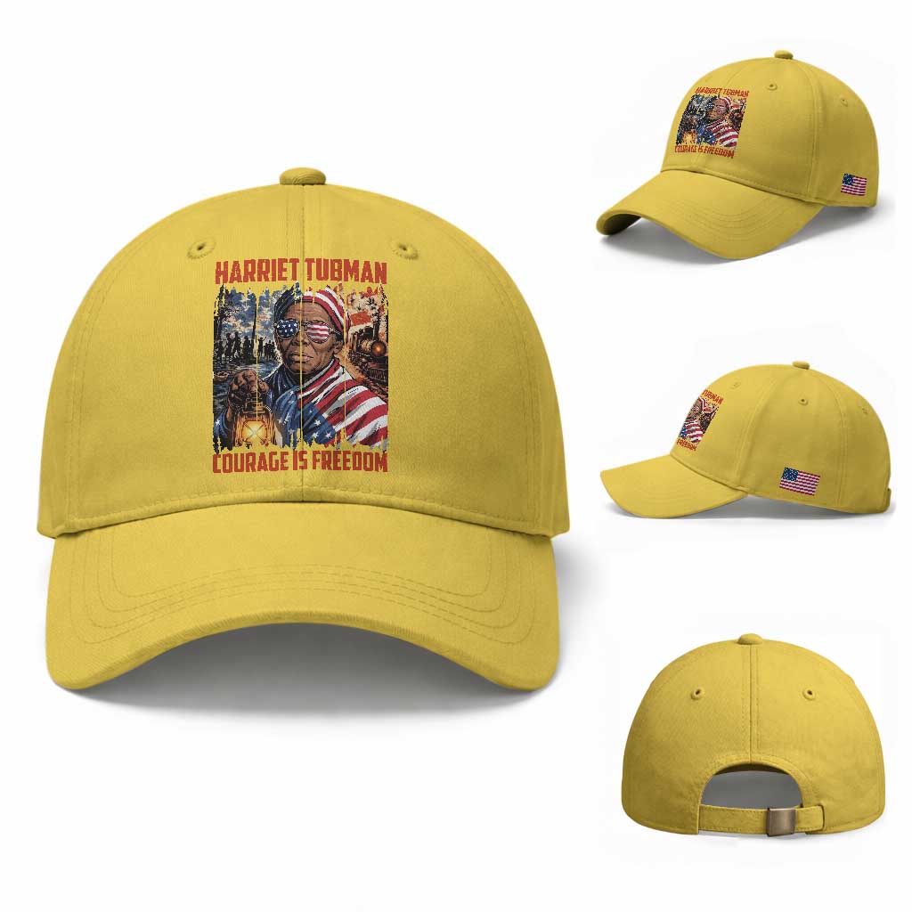 Harriet Tubman Courage Is Freedom Baseball Cap Black History Gift TS12 Baseball Cap Universal Fit Yellow Print Your Wear