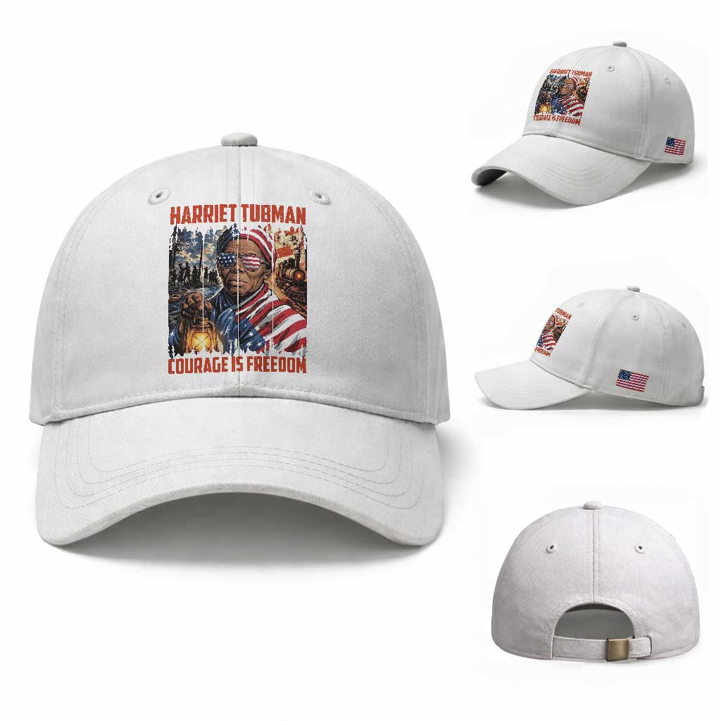 Harriet Tubman Courage Is Freedom Baseball Cap Black History Gift TS12 Baseball Cap Universal Fit White Print Your Wear