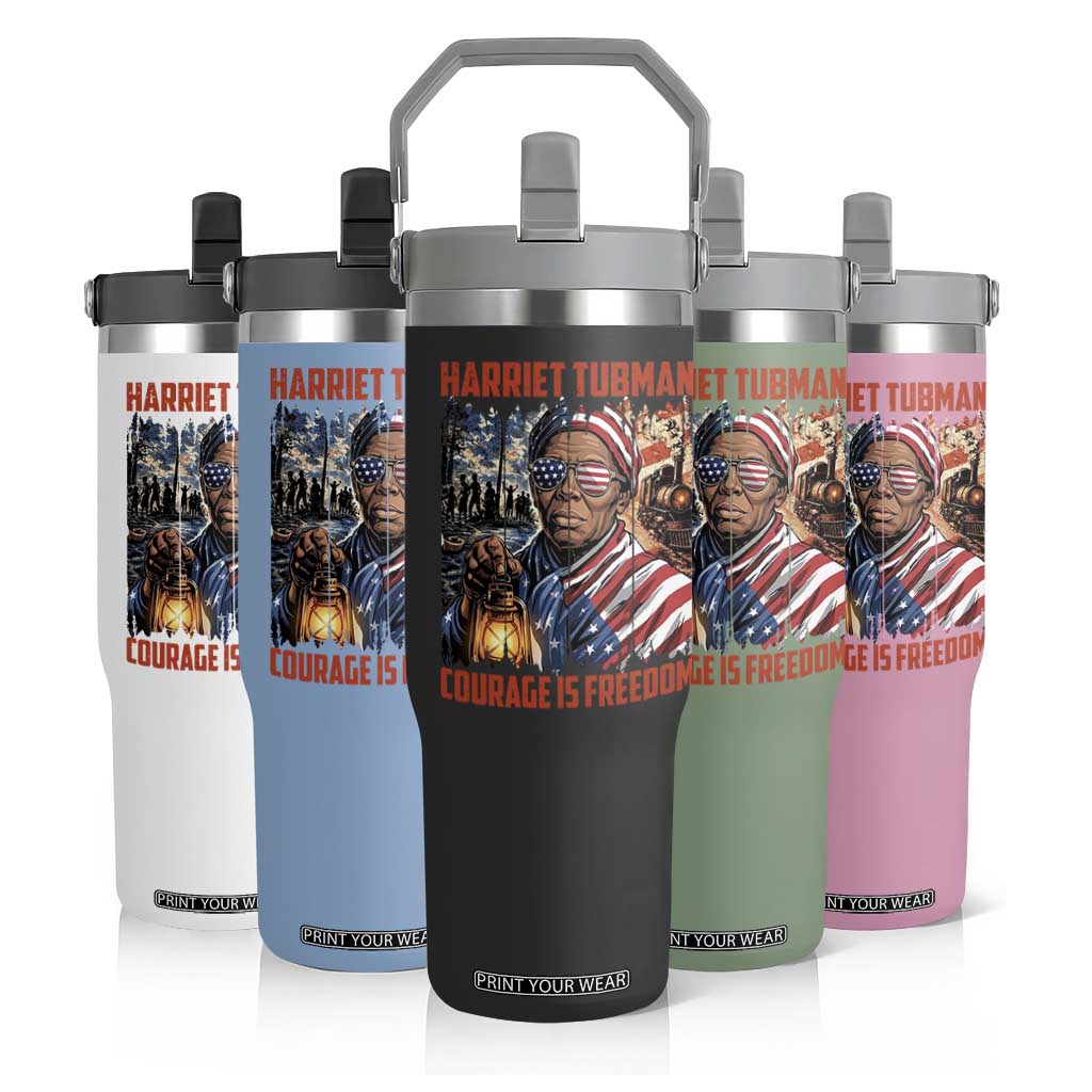 Harriet Tubman Courage Is Freedom Flip Straw Tumbler Black History Gift TS12 Print Your Wear