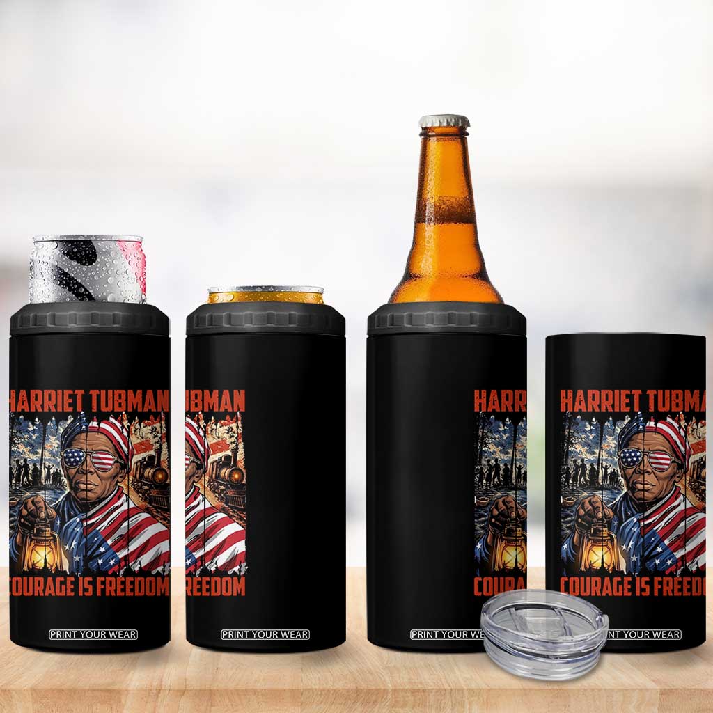 Harriet Tubman Courage Is Freedom 4 in 1 Can Cooler Tumbler Black History Gift TS12 Print Your Wear