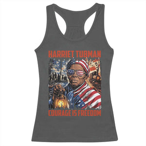 Harriet Tubman Courage Is Freedom Racerback Tank Top Black History Gift TS12 Dark Heather Print Your Wear