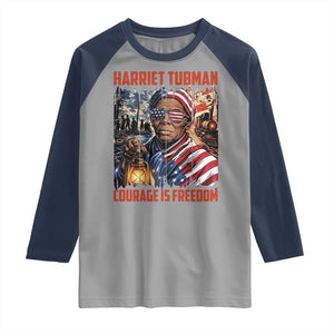 Harriet Tubman Courage Is Freedom Raglan Shirt Black History Gift TS12 Sport Gray Navy Print Your Wear
