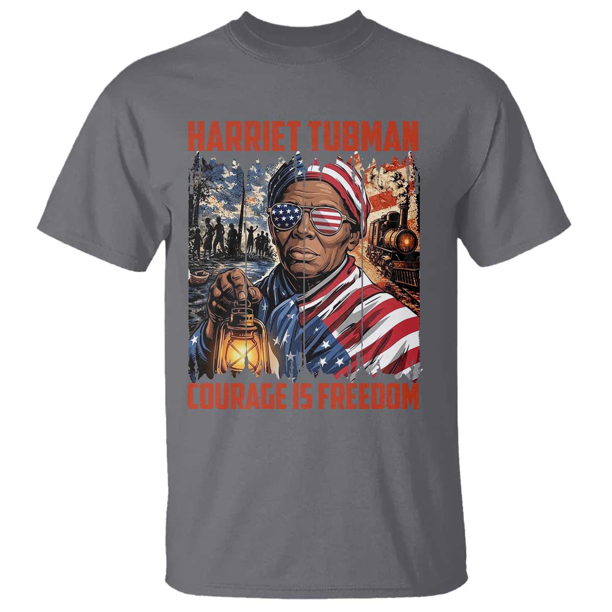 Harriet Tubman Courage Is Freedom T Shirt Black History Gift TS12 Charcoal Print Your Wear