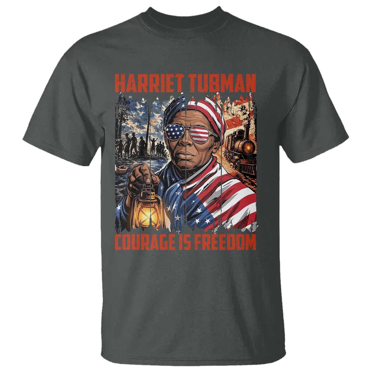 Harriet Tubman Courage Is Freedom T Shirt Black History Gift TS12 Dark Heather Print Your Wear