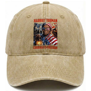Harriet Tubman Courage Is Freedom Washed Cotton Baseball Cap Black History Gift TS12 Print Your Wear