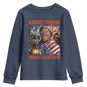 Harriet Tubman Courage Is Freedom Youth Sweatshirt Black History Gift TS12 Navy Print Your Wear