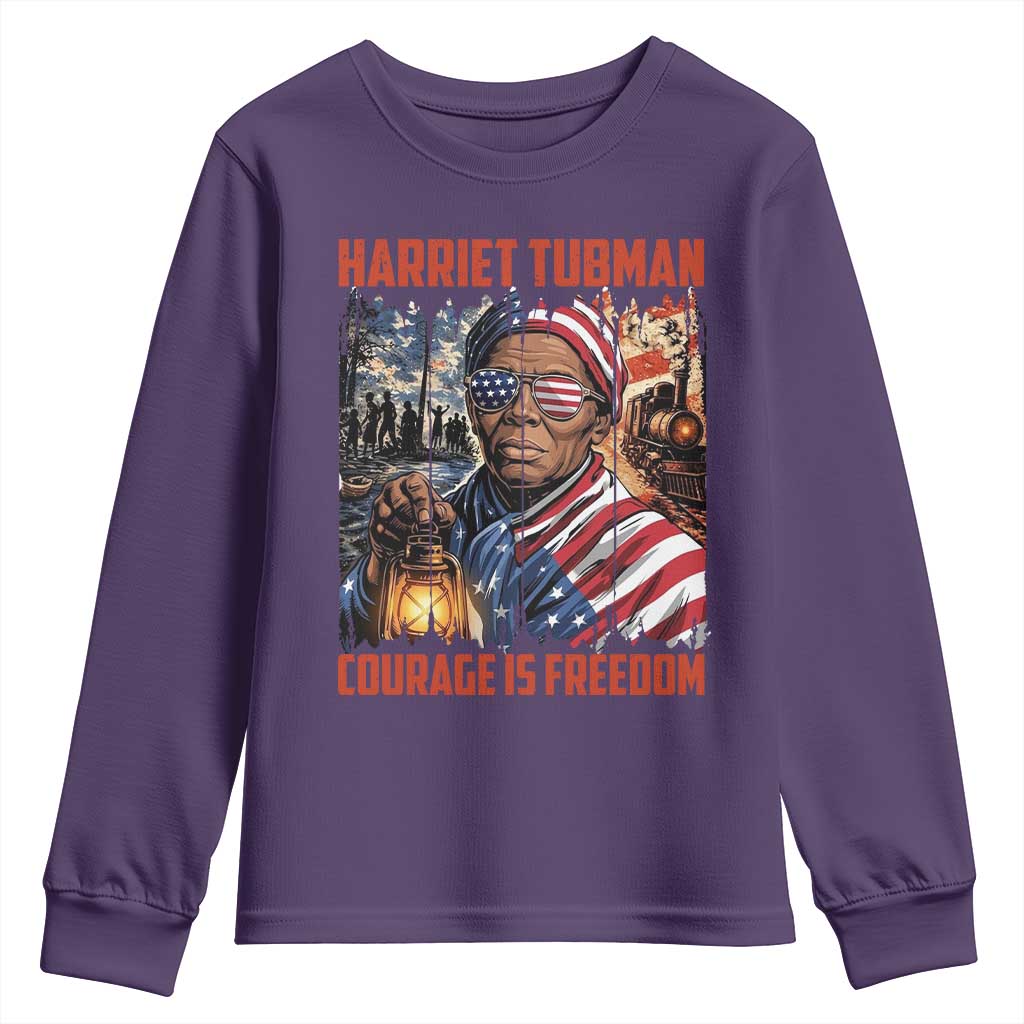 Harriet Tubman Courage Is Freedom Youth Sweatshirt Black History Gift TS12 Purple Print Your Wear