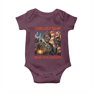Harriet Tubman Quote Baby Onesie Every Great Dream Begins With A Dreamer TS12 Maroon Print Your Wear