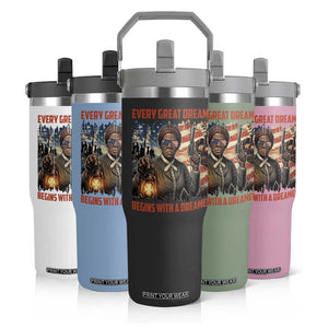 Harriet Tubman Quote Flip Straw Tumbler Every Great Dream Begins With A Dreamer TS12 Print Your Wear