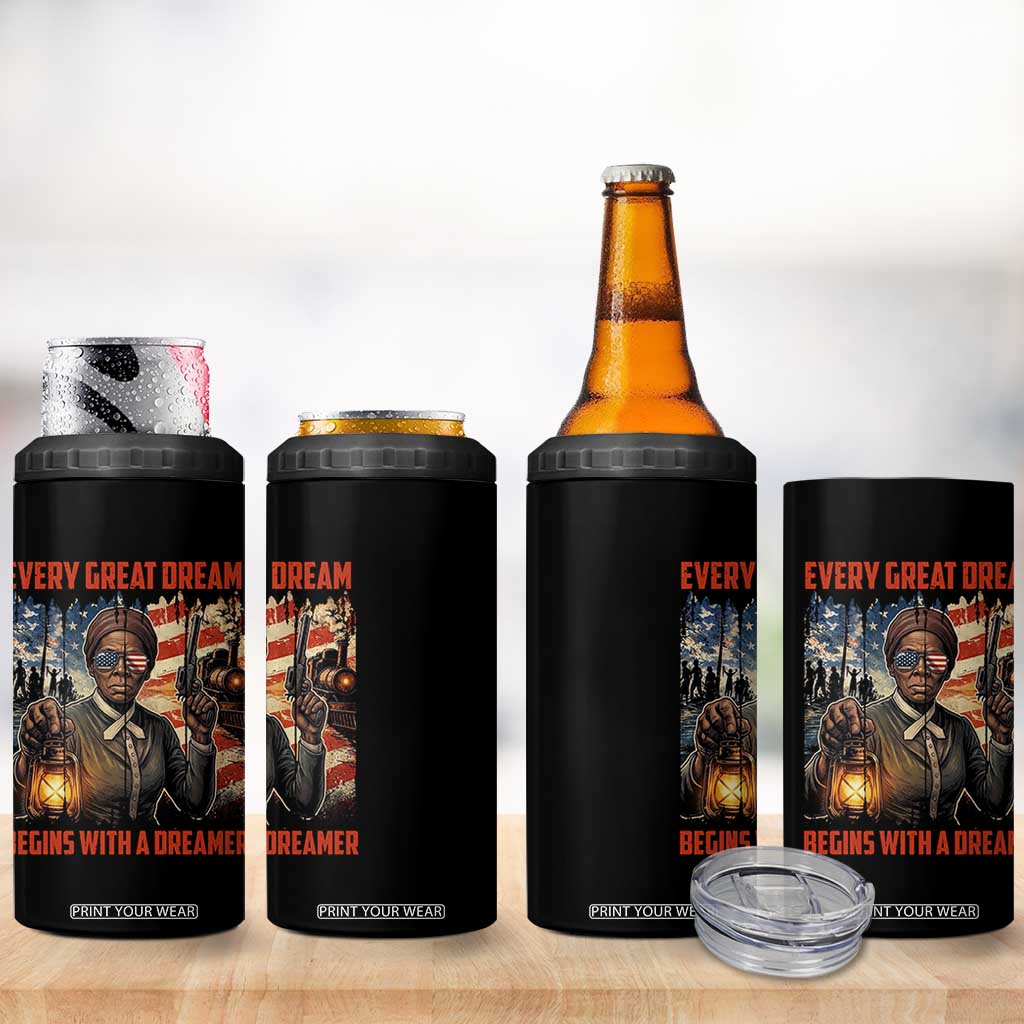 Harriet Tubman Quote 4 in 1 Can Cooler Tumbler Every Great Dream Begins With A Dreamer TS12 Print Your Wear