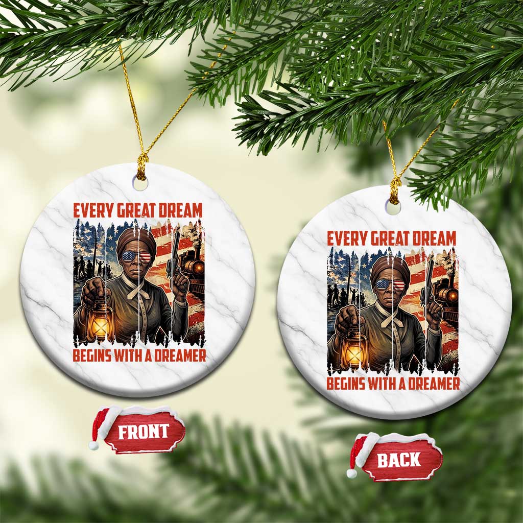 Harriet Tubman Quote Ceramic Ornament Every Great Dream Begins With A Dreamer TS12 1pc White Marble Print Your Wear