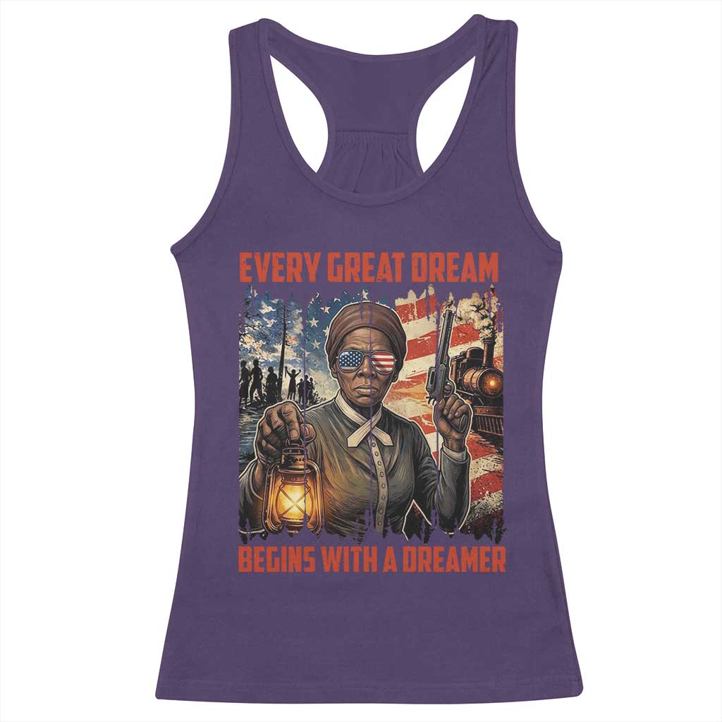 Harriet Tubman Quote Racerback Tank Top Every Great Dream Begins With A Dreamer TS12 Purple Print Your Wear