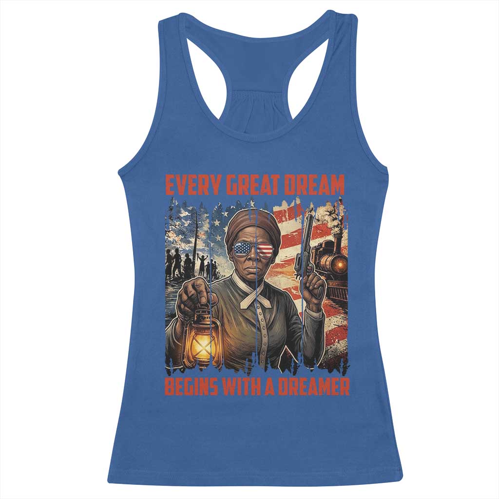 Harriet Tubman Quote Racerback Tank Top Every Great Dream Begins With A Dreamer TS12 Royal Blue Print Your Wear