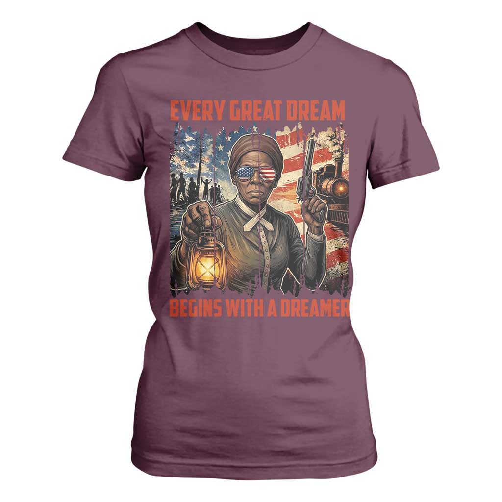 Harriet Tubman Quote T Shirt For Women Every Great Dream Begins With A Dreamer TS12 Maroon Print Your Wear