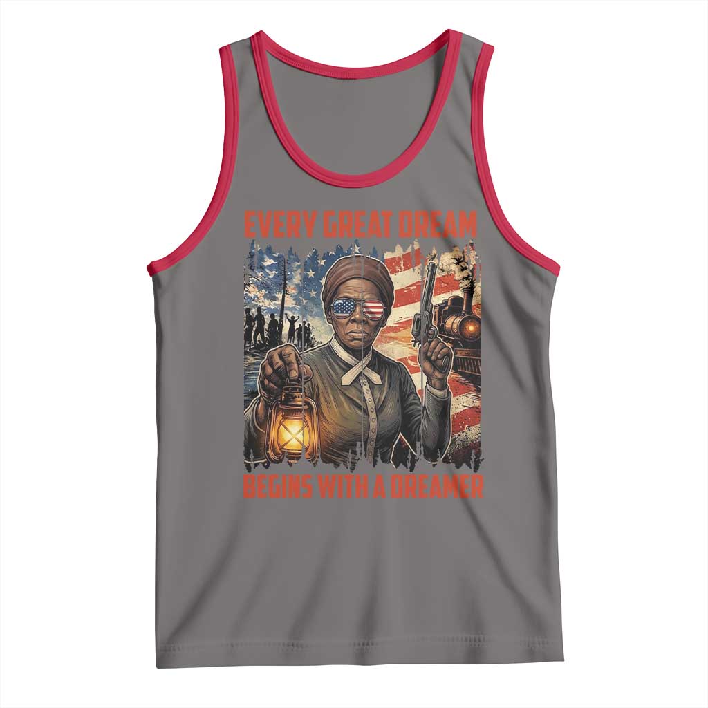 Harriet Tubman Quote Tank Top Every Great Dream Begins With A Dreamer TS12 Deep Heather Red Print Your Wear
