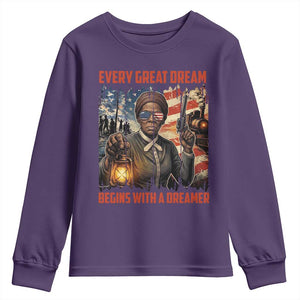 Harriet Tubman Quote Youth Sweatshirt Every Great Dream Begins With A Dreamer TS12 Purple Print Your Wear