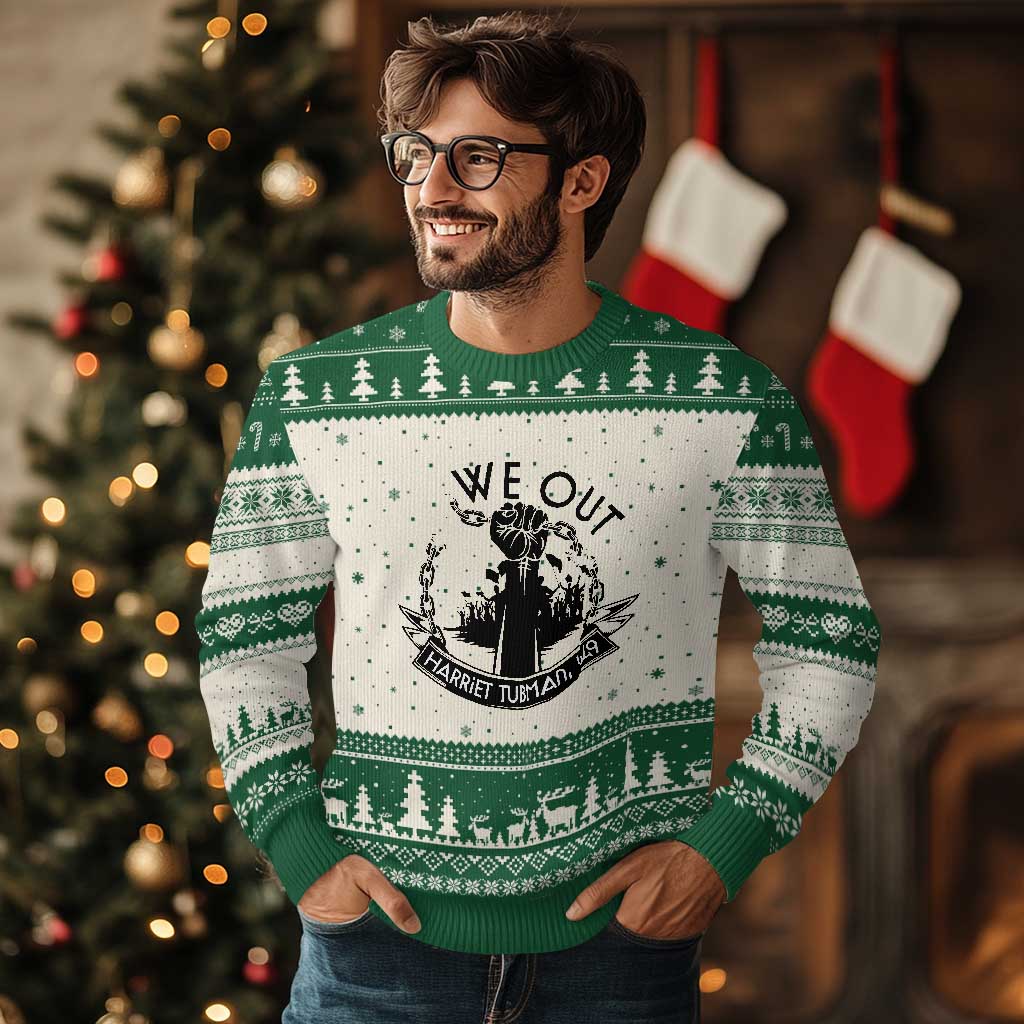 Harriet Tubman Ugly Christmas Sweater We Out Breaking The Chains Iconic Legacy Gift TS12 Beige Green Print Your Wear