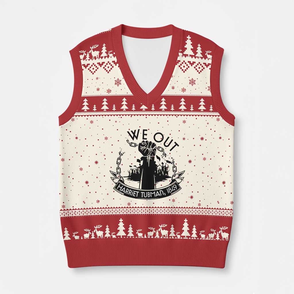 Harriet Tubman V-Neck Knit Sweater Vest We Out Breaking The Chains Iconic Legacy Gift TS12 Beige Red Print Your Wear