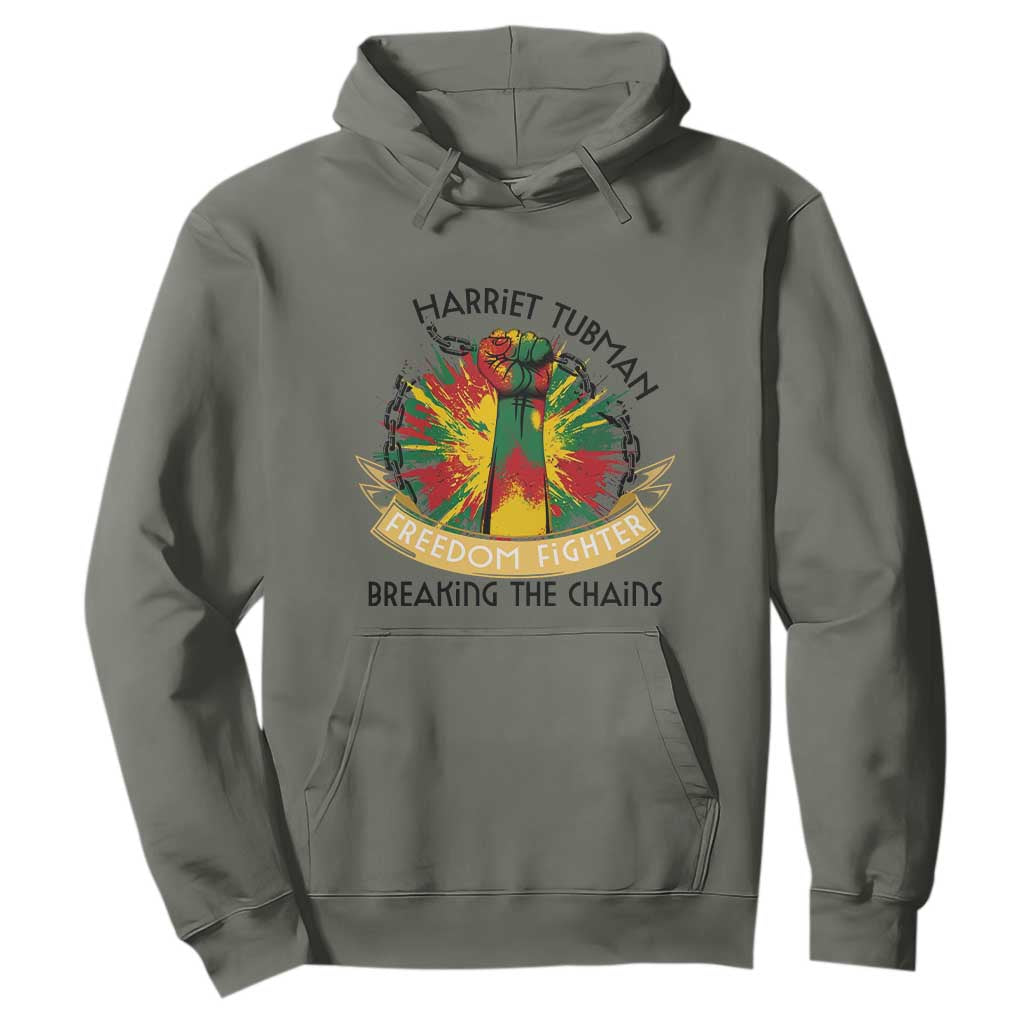 Harriet Tubman Hoodie Underground Railroad Hero Breaking Chains TS12 Military Green Print Your Wear