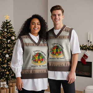 Harriet Tubman V-Neck Knit Sweater Vest Underground Railroad Hero Breaking Chains TS12 Mocha Mousse Print Your Wear