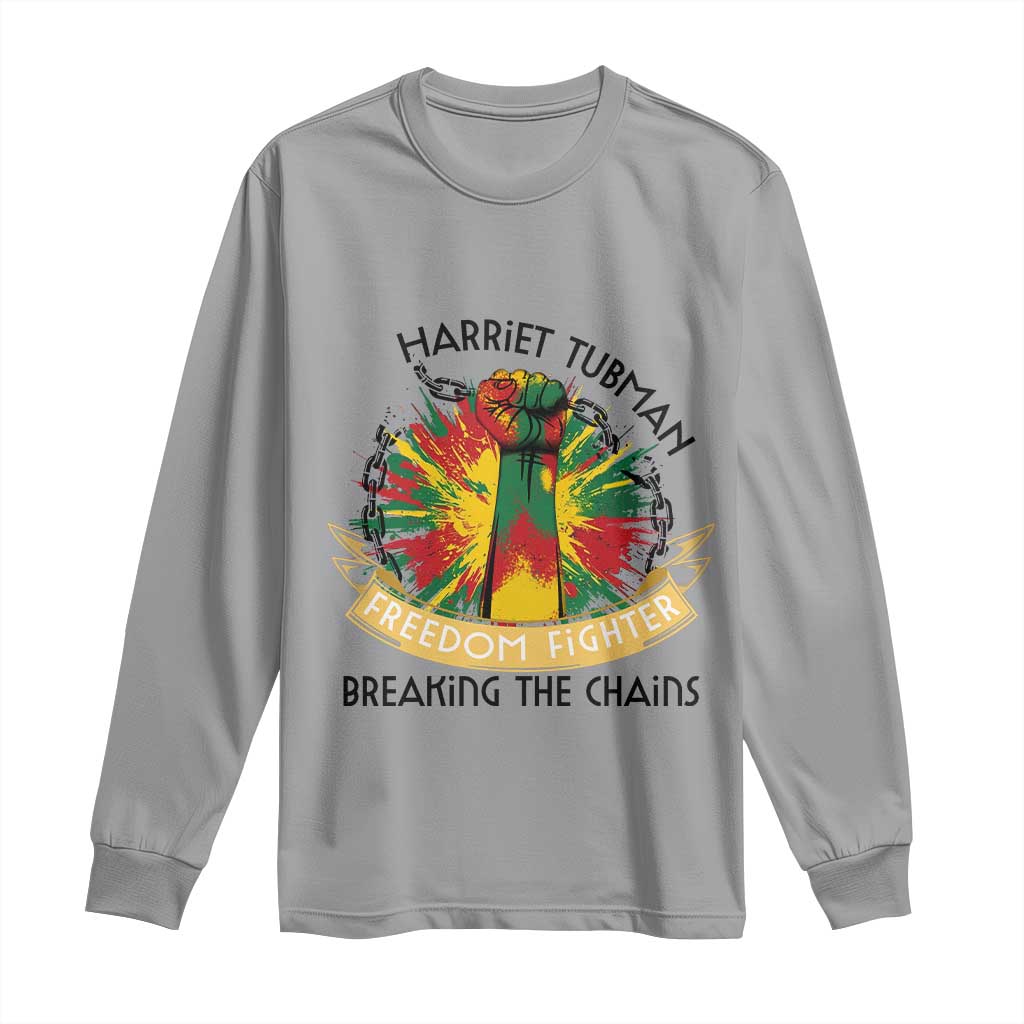 Harriet Tubman Long Sleeve Shirt Underground Railroad Hero Breaking Chains TS12 Sport Gray Print Your Wear